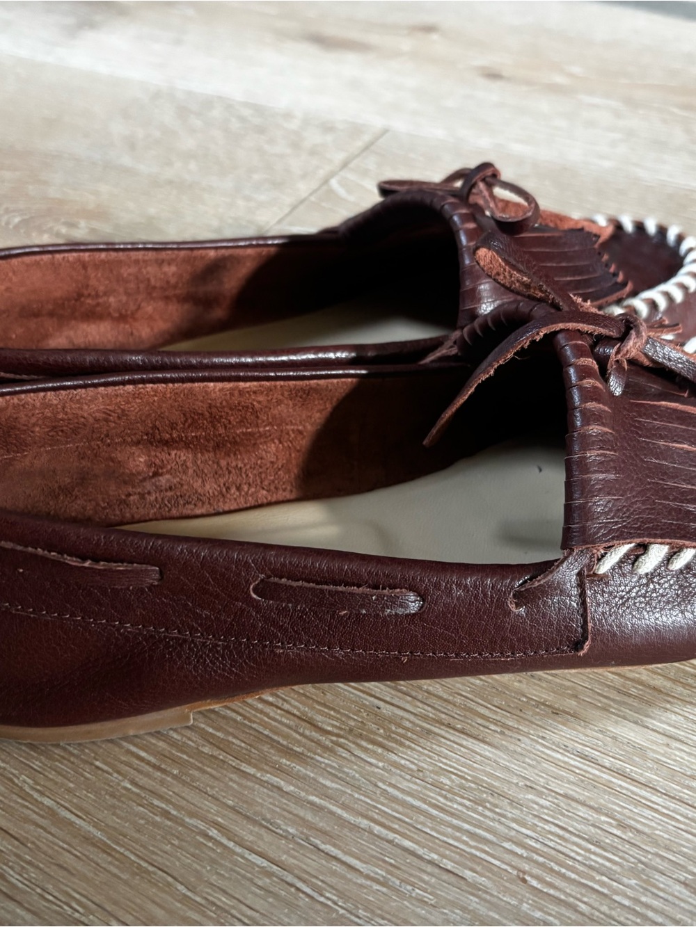 Jamie Haller Brown Leather Camp Moccasins Loafers Size 40 - Picture 4 of 7